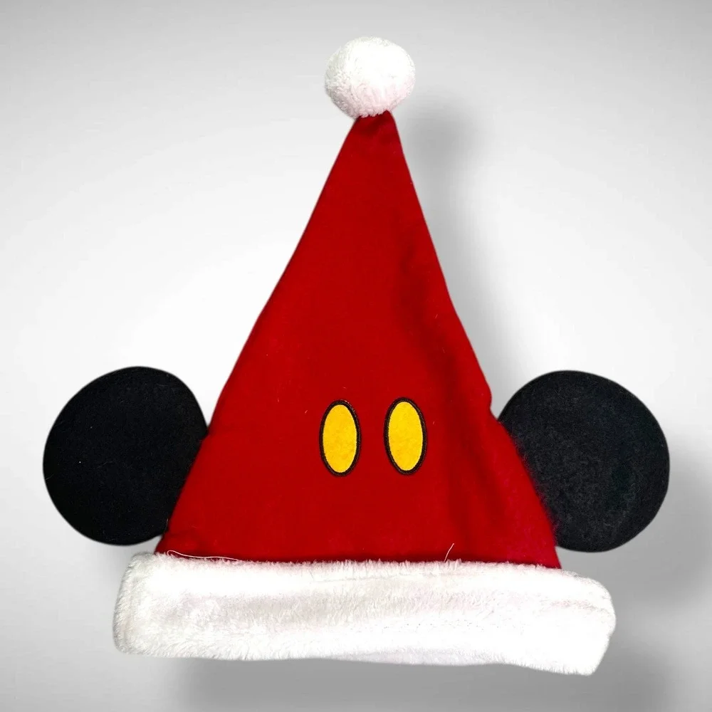 Disney Mickey Mouse‎ Santa Hat Kids Holiday Christmas Fleece Plush Ears